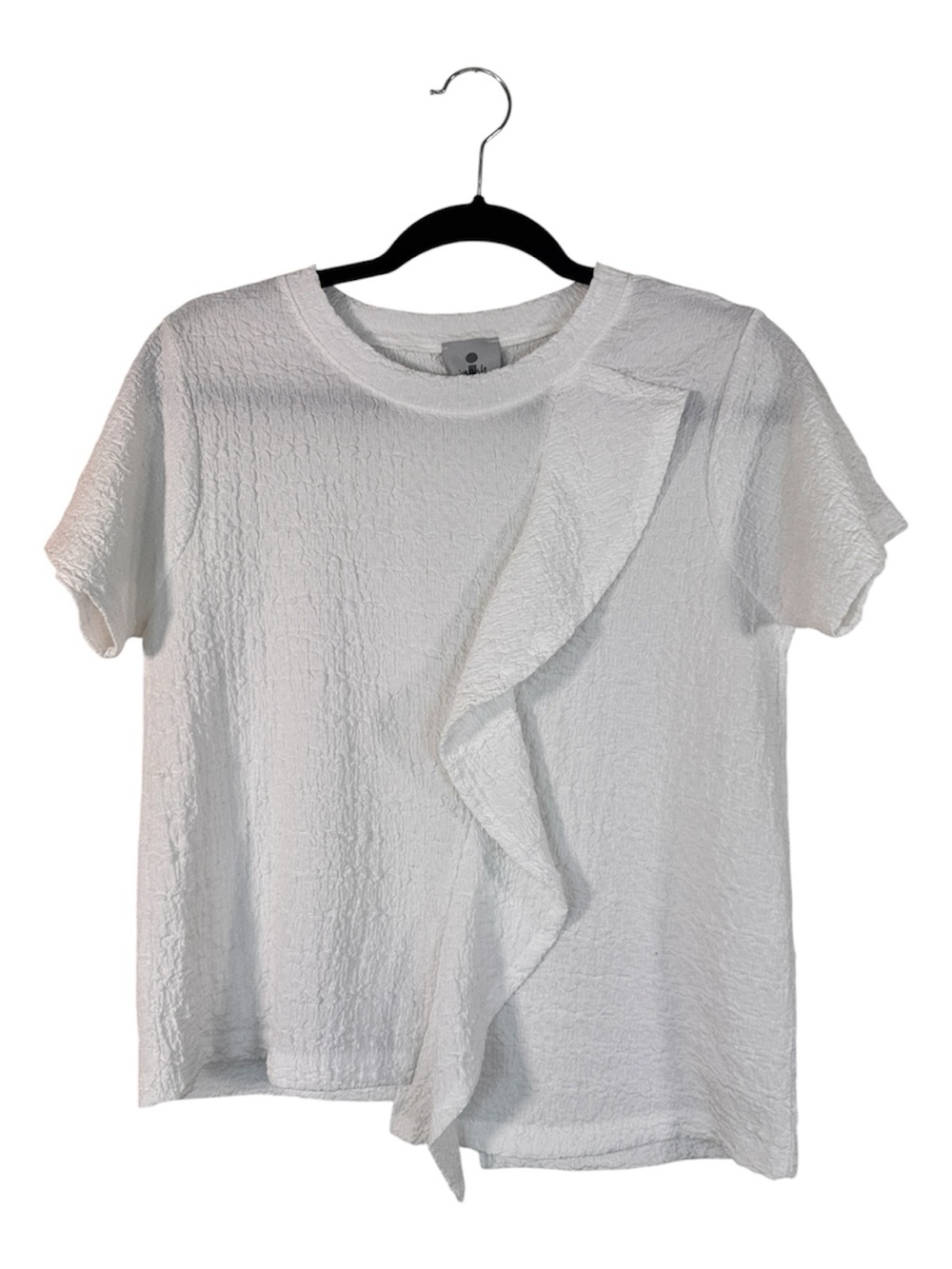 Inoah White Ruffled Short Sleeve Tee Shirt Women S Casual Staple Elevated Basic